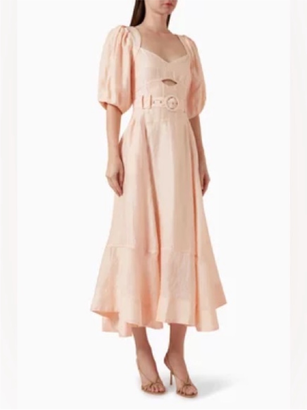 Saint Armont Soft Pink Maxi Dress With Belted Waist